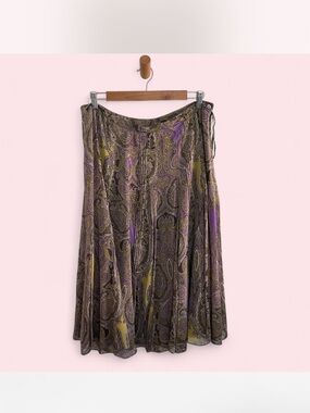 Vintage Jones New York 100% Silk Paisley Long Skirt Lined Festival Boho Y2K